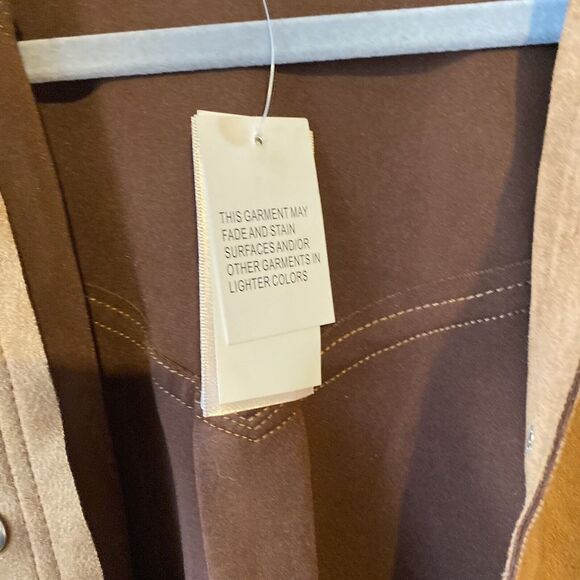 Philosophy Women's XS Vegan Suede Faux Caramel Brown Snap Shacket Western Jacket - Picture 5 of 14